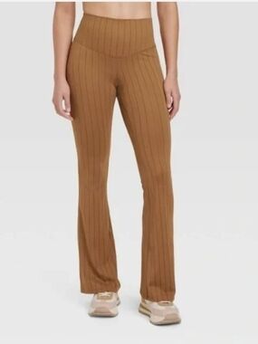 JoyLab Women's High-Rise Flare Leghings Stripe Brown XS